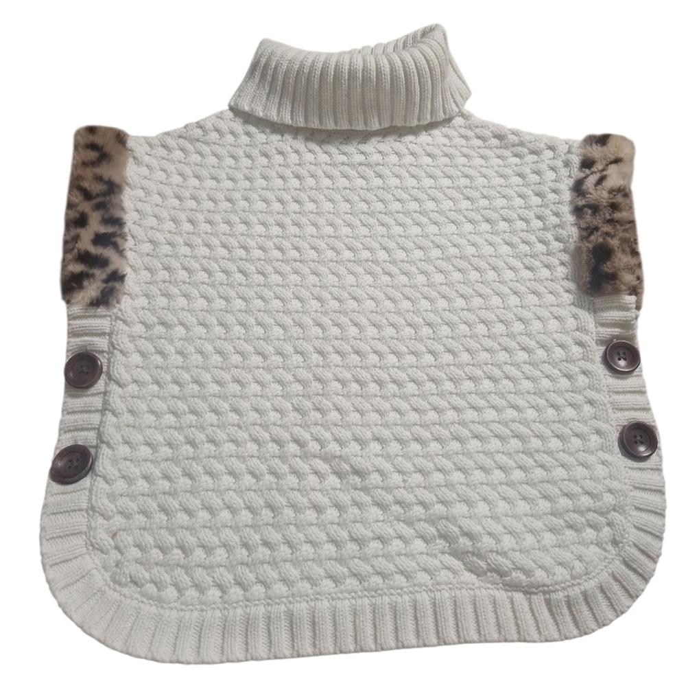 Aspen Kids Ivory Turtle Neck Sweater Vest Poncho Size 5/6years